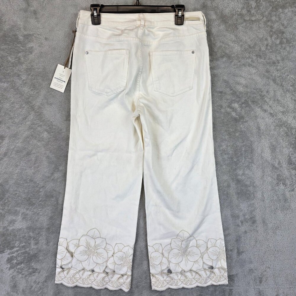 Pilcro Anthropologie Jeans Womens 30 Embroidered Floral Scallop Hem Cropped - Picture 9 of 13
